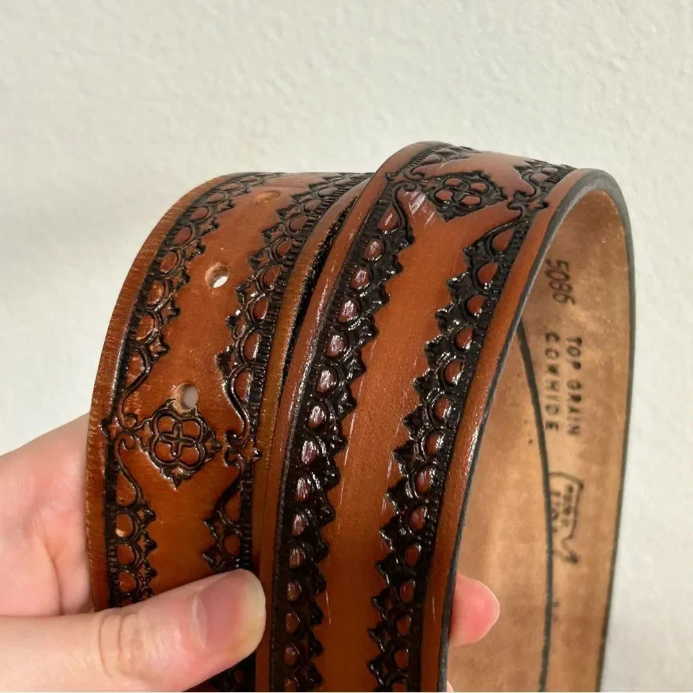 Top Grain Cowhide Brown Leather Belt 36 Western Rodeo Cowboy